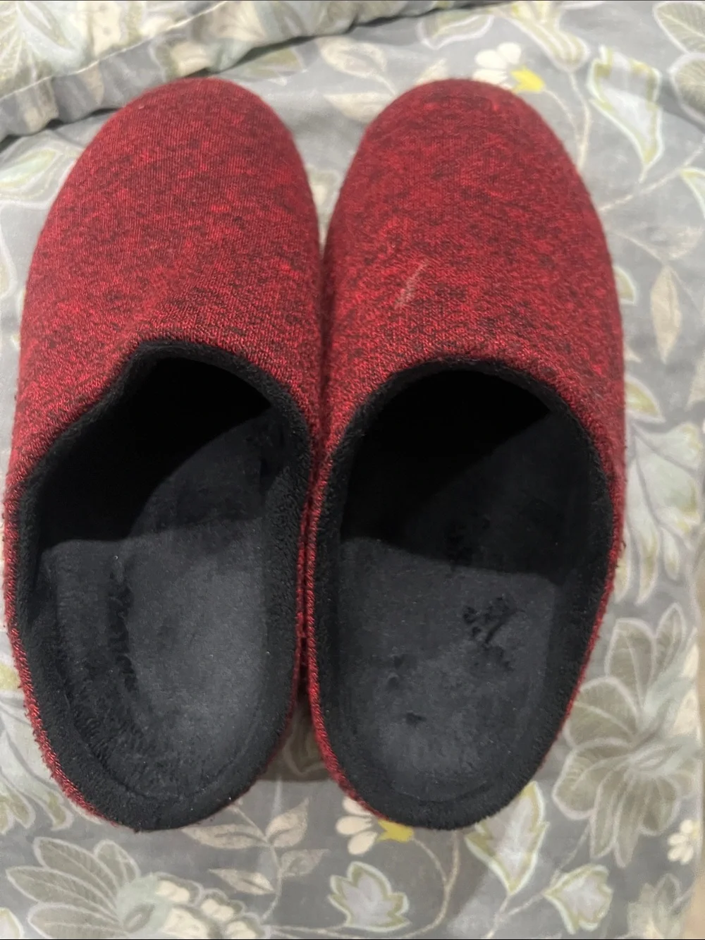 Men or Women Red Slip-On Wool Comfort Slippers